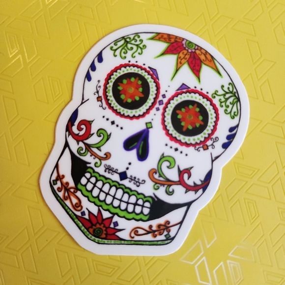 Add on!! 2.25" x 3" Sugar Skull Die Cut Sticker - Picture 3 of 4